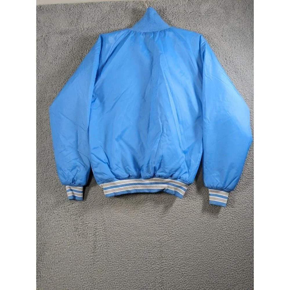 Vintage Butwin Jacket XS Nylon Varsity Style Lined  Front Zip Pocket Blue Gray